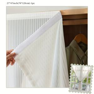 TEMU 1개 휴대용 드릴 불필요 접착 커튼 - 탈착식 쉬어 커튼, 접착식 뒷면, 반투명 가벼운 원단으로 빛을 퍼뜨리고 사생활 보호. 모던 러스틱 장식, 거실 및 침실에 적합. 간편한 설치 커튼