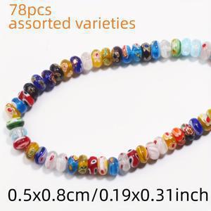 TEMU 5X8mm 78개 랜덤 색상 꽃 모양 평면 유리 비즈, 주얼리 제작 팔찌 목걸이 휴대폰 체인 홈 데코 공예 부자재