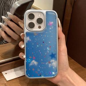 TEMU 휴대폰 케이스 - 별이 빛나는 하늘 패턴은 아이폰 17 Pro Max 케이스에 적합하며, 아이폰 16 Pro/15/14/13 Pro/12/11에도 사용 가능합니다. 미니멀하고 창의적인 디자인과 고품질 PC 전기 도금 젤 보호 기능이 특징입니다.