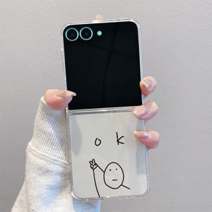 TEMU 심플 OK Bie G317 풀바디 투명 충격방지 폰 케이스, 갤럭시 Z 플립 7, 갤럭시 Z 플립 7 FE, 갤럭시 Z 플립 7 SE 호환, TPU 접이식 폰 케이스, 슬림하고 가벼운 디자인