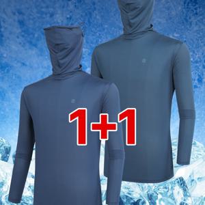 TEMU (1+1)( 2장세트! ) 남성 냉감 이너웨어 데일리 아웃도어 자외선차단 긴팔 티셔츠 아이스크(M6OPST14)
