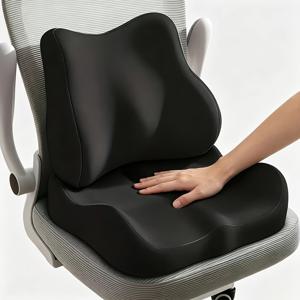 TEMU 인체공학적 좌석 쿠션 + 허리 지지 쿠션 3종 세트, 랜덤 색상 수건 포함 - 부드럽고 탄성 있는 사무용 의자 쿠션, 사계절용 | 가정, 사무실, 의자, 자동차 시트, 책상에 적합 | 인체 곡선에 맞는 윤곽, 모던한 좌석, 자동차 시트 쿠션 | 튼튼한 구조, 편안한 착석감, 이상적인 휴일 선물