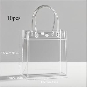 TEMU 그녀/그를 위한 선물용 헤비듀티 투명 PVC 재사용 가능한 선물 가방 10개 세트, 흰색 링 손잡이 포함 | 얼룩 방지 | 대용량 토트백, 결혼식, 생일, 어머니의 날, 졸업 파티용 | 사탕, 비즈니스 행사, 명절 선물용으로 이상적 | 비종이 제품