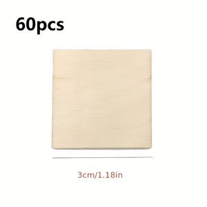 TEMU 60개 미완성 나무 사각형 공예 목재 조각, 사각형 나무 사각형, 3Cm/1.18In (미술, 페인팅, 장식품, 장식용)