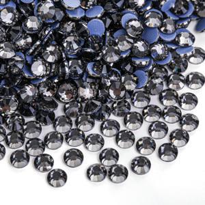 TEMU 1460개 고품질 블랙 핫 픽스 라인스톤, 4.8mm 열接着 유리 , DIY 공예, 의류 재봉, 드레스, 가방, 신발용 패브릭 장식을 위한 플랫백 스파클링 라운드 라인스톤