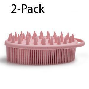 2개 세트 2-in-1 실리콘 목욕 브러쉬 - 헤어 워시, 바디 스크럽 & 마사지, 가정 및 여행용 휴대용
