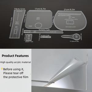 7pcs 아크릴 가죽 도구 템플릿 빈티지 숄더백 핸드백 패턴 스텐실 템플릿 가죽용 도구, DIY 지갑 만들기