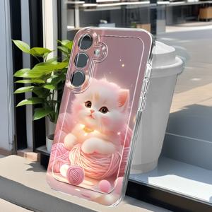 TEMU 폰 케이스: 푹신푹신 귀여운 고양이 패턴 휴대폰 케이스, 삼성 갤럭시 A5 A06 A07 A3 A02 A34 A13 A14 A16 A17 A32 A24 A25 A26 A12 A36 A50 A54 A70 A73 A34 A55s M10S S22 S23 S24 S25 S26 U P용, 만화 낙하 방지 풀커버 TPU 휴대폰 커버