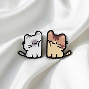 TEMU 2개 커플 스타일 흔들리는 고양이 브로치 세트, 귀여운 절친 에나멜 배지, 스위트 CP 스타일 고양이 브로치 세트, 부드러운 귀여운 흔들리는 아기 고양이 에나멜 핀, 크로스보더 귀여운 커플 추가 아이템
