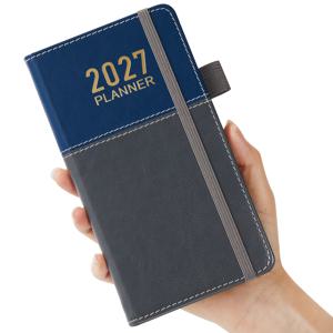 2027 포켓 플래너, 휴대용 주간 및 월간 플래너, 2027년 1월 - 2027년 12월, 월별 탭, 내부 포켓, 일상 생활 정리를 위한 A6 미니 약속록, 3.8