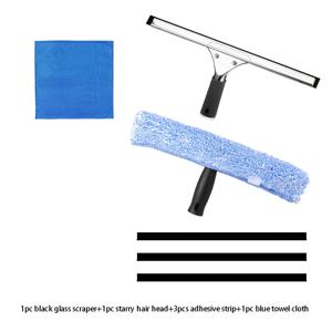 TEMU 6개 세트 스트릭프리 창문 청소 도구 (스퀴지 & 천 포함) - 샤워실 유리, 거울, 자동차 윈드실드에 이상적 - 내구성 있는 플라스틱 손잡이, 욕실 & 거실 청소 필수품 | 스트릭프리 청소