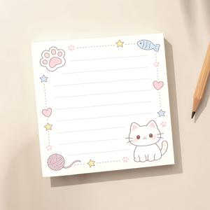 TEMU 카와이 고양이 발바닥 안감 메모장, 할 일 목록 계획용 마카롱 색상 메모지