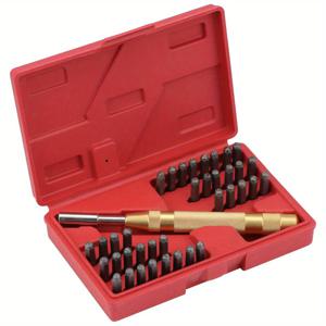 TEMU The Hobbyworker 38pcs 3Mm 자동 펀칭 도구 스틸 금속 숫자 대문자 알파벳 스탬프 세트 (자동 펀칭 알파벳 ID 스탬핑 펀칭 세트 키트 포함)