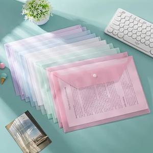 A4 사이즈 12.8x9.06인치 랜덤 색상 팔레트 10개, 투명 및 멀티컬러 PP 스냅 버튼 잠금, 학교 및 사무용품 신학기 시즌용으로 완벽