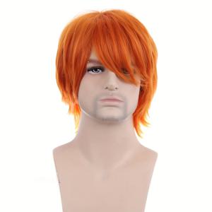 TEMU 애니메이션 코스프레 가발 남녀공용 변형 방지 그린 오렌지 블랙 화이트 블루 12인치 풀 헤드 코스 가발
