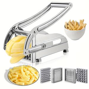 TEMU 야채 커터, 프렌치 프라이 커터, 스테인리스 과일 커터, 감자 칩퍼, 감자 슬라이서, 야채 다지기, 양파 다지기, 식품 다지기, 다지기 감자 당근 오이, 주방 용품, 주방 가전제품, 주방 액세서리, 생일 선물