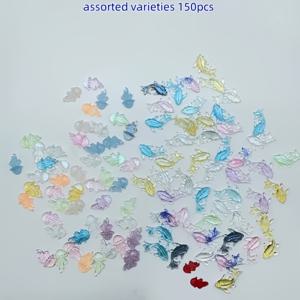TEMU 네일 아트용 미니 바다 동물 장식 랜덤 혼합 세트 150개 - DIY 주얼리 제작, 네일 장식, 스크랩북킹, 홈 데코 공예 액세서리용 수지 물고기와 해파리 플랫백 비구멍 구슬 - 구슬 모음