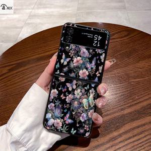 TEMU 나비와 꽃무늬 패턴 디자인 휴대폰 케이스, 삼성 , Z Flip4, W23 Flip, Z Flip5, W24 Flip, , Z Fold2, W21, Z Fold3, W22, Z Fold4, W23, , W24, 전용 삼성 휴대폰 케이스, OPPO , 얼룩 방지, 스타일리시, 트렌디