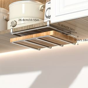 TEMU 도마, 종이타월, 냄비 뚜껑용 스테인리스 스틸 수납장 하부 수납 랙 - 간편한 접근 및 정리 - 1개, 실용적인 수납 랙 수납 및 정리