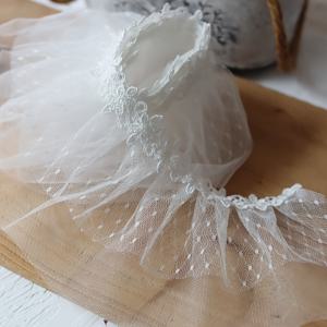 5.12In/13Cm 폭 흰색 수용성 레이스 트림 보조 재료 이중 레이어 메시 러치 재질 천, 스커트 트림, 추가 재료, 수공예, 선물 꽃