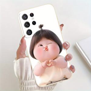 삼성 갤럭시 S25, S24, S23, S21 FE, S22 플러스 울트라와 호환되는 이 휴대폰 케이스는 커플과 독특한 휴일 선물로 이상적인 스타일과 아름다운 화이트 소프트 쉘을 특징으로 합니다 - EF0217.