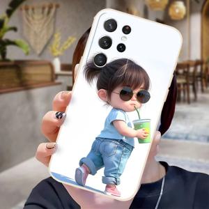 휴대폰 케이스 - 이 휴대폰 케이스는 삼성 갤럭시 S25, S24, S23, S21 FE, 그리고 S22 Plus Ultra와 호환됩니다. 스타일리시하고 아름다운 화이트 소프트 쉘 특징이며 커플에게 완벽하며 독특한 휴일 선물로도 좋습니다 - EA3679