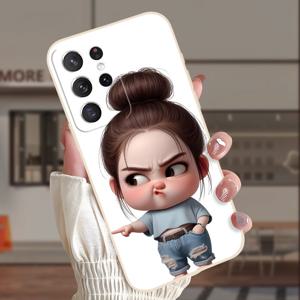 TEMU 갤럭시 S25 S24 S23 S21 FE S22 플러스 울트라 화이트 소프트 쉘 패셔너블 커플 개성 휴일 선물용 폰 케이스 - EE0855