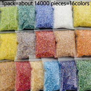 14000개 - 16가지 생생한 색상의 2*3mm 유리 비즈, DIY 주얼리 만들기, 목걸이, 팔찌, 귀걸이용 - 어머니와 친구들을 위한 완벽한 수제 선물. 공예 재료, 창의적인 비딩 소재, 광택 표면 비즈