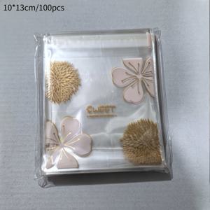 TEMU 100개 핑크 벚꽃 & 디자인 자체 접착 OPP 비닐 봉투 - 투명, 재사용 가능한 선물 포장 (휴일, 파티, 행사용), 선물 가방
