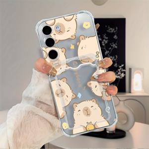 TEMU 삼성 갤럭시 72 73 S 20 12 13 14 33 42 51 52 53 22 23 FE 22 PRO 23 울트라 4G 5G용 카피바라 파라다이스는 카드와 사진을 보관할 수 있는 충격 방지 카드 홀더 폰 케이스를 특징으로 하며, 멋진 외모를 자랑하며, 긁힘 방지 기능을 갖추고 있습니다.