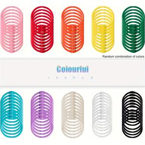 TEMU 100개 (30mm) 금속 바인더링 - 스크랩북, 저널, 플래너, 컬러링북용 흰색 및 색상 코드(다색) 펀칭 루프 제본링 - 고강도 페이지 나선형 제본 용품, 랜덤 스타일