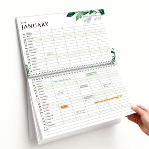TEMU 2026-2027년 월간 캘린더, 1월 2026년부터 6월 2027년까지, 18개월, 월별 캘린더, 각 가족 구성원 6열, 목표 설정, 운동 로그, 식단 계획 등, 8.3X15인치, 가족 정리 캘린더