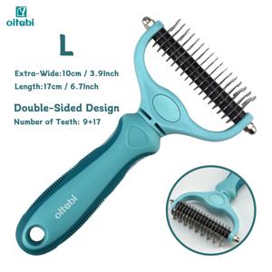 강아지 & 고양이용 언더코트 레이크, 스탠다드 또는 엑스트라 와이드 양면 스테인리스 스틸 이빨 탈탈이, 탈모, 빗질, 얇게 만들기 & 털빠짐, 매듭, 매트, 엉킴 제거용 탈탈이 빗, 스탠다드 또는 엑스트라 와이드