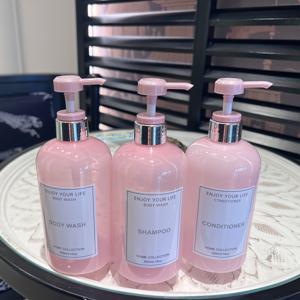 3개 세트, 500ml 플라스틱 빈 병, 옥분홍색 반투명, 샴푸, 바디워시, 컨디셔너용; 가정 및 호텔 욕실 케어 키트, 우아한 소녀스러운 핑크, 샴푸 디스펜서, 호텔 프론트 데스크, 내구성 있는 플라스틱, 여행용 사이즈 병, 액체 보관, 가정 필수품