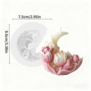 1개 비누 몰드, 달꽃 실리콘 몰드 - 아로마테라피 캔들, 석고비누, 점토, 에폭시 수지 및 기타 공예 프로젝트용, 재사용 가능, 생일, 발렌타인데이, 휴일 파티 장식에 홈 분위기 향상, 현실적인 달, 장미 등 디테일이 있는 투명 패턴, 공예 애호가, 테이블 장식, 웨딩 장식, 실내/야외 장식에 이상적, 친구를 위한 완벽한 선물