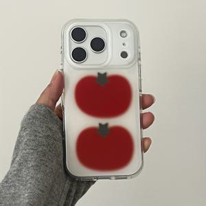 TEMU 크리에이티브 큐트 토마토 솔리드 컬러 젤리 폰 케이스, 아이폰 17 프로 맥스, 17 프로, 17 에어, 17, 16, 15, 14, 13, 12 프로 맥스, 11 호환. 패셔너블 하이글로스 소프트 보호 백커버, 여성 선물, 데일리 필수품, 패셔너블 모바일 액세서리. 페인트 젤리 소재~화이트 라지 홀 IMD-화이트-큐트 토마토 627PS