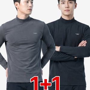 TEMU (1+1)(2장) BFL 남성 여름 레이어드 냉감 아웃도어 쿨링 긴팔 반목 티셔츠 콜드플레이스(KP4OP2LT032M)