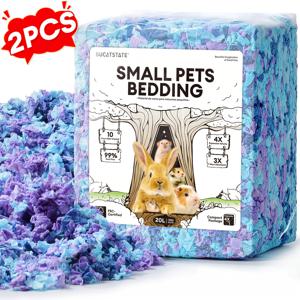 2개입 BUCATSTATE 햄스터 침대재 20L/500G, 99% 먼지 없는 기니피그 종이 침대재 냄새 제어 종이 침대재, 토끼, 쥐, 시리아 쥐, 소형 햄스터, 저빌을 위한 아늑한 소형 동물 침대재