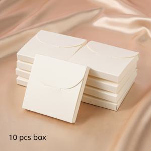 TEMU 목걸이와 귀걸이용 리본 포함 접이식 종이 진열 상자 10개 세트, 선택 가능. DIY 주얼리용 화이트 크라프트지 펜던트 및 드롭 귀걸이 선물 포장 상자. (평평하게 배송, 직접 접힘 필요. 배치에 따라 종이의 색상이 약간 다를 수 있음.)