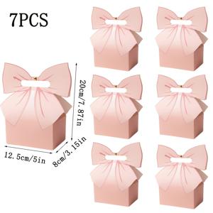 TEMU 손잡이가 달린 고품질 핑크 리본 선물 상자 7개 세트, 튼튼하고 휴대하기 쉬움, 결혼식, 생일 파티, 어버이날 및 발렌타인데이 선물 포장에 적합