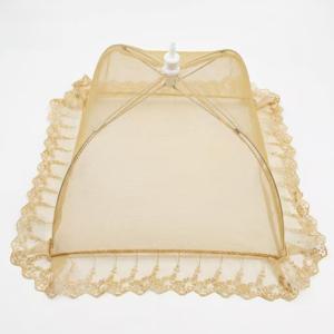 TEMU 베이지 레ース 트림 접이식 음식용 메쉬 커버, 재사용 가능한 접시 보호망, 실내 다이닝 바비큐 피크닉 캠핑용, 테이블 음식 커버, 음식용 우산, 팝업 음식 텐트, 접이식 메쉬 음식 커버, 파리방지 음식 커버, 주방용 방진 식사 커버