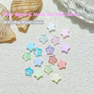 TEMU 60개입 60개/박스 (60개/롯) /한국식 프레스온네일, 휴대폰 케이스 & 레진 아트용 - 3D 모카색 불가사리와 마카롱 플랫백 라인석 & 루즈 젬스톤, 물결무늬 유리구슬, DIY 네일 장식용 혼합 색상