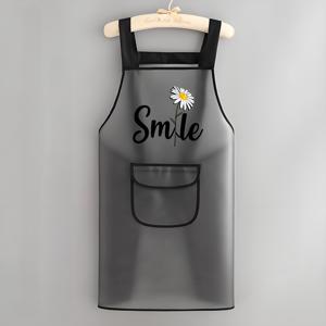 TEMU 1개 경량 TPU 앞치마, 뛰어난 드레이프 스마일 데이지 포켓, 1개 포켓, 내구성이 좋고 물 없이 쉽게 세척 가능, 베이킹, 요리, 낚시 및 야외 사용에 적합