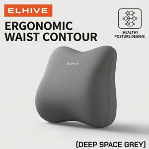 TEMU ELHIVE 메모리폼 허리 쿠션 - 사무실, 자동차 & 게임용 인체공학적 등받이 베개 - 자세 교정 & 하루 종일 편안함을 위한 4존 디자인 - 고밀도 슬로우 리바운드 폼, 통기성 원단