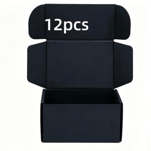 TEMU 12개입 접이식 골판지 선물용 상자 뚜껑 포함, 포장 배송용, 2가지 사이즈 & 4가지 색상(핑크/화이트/블랙/브라운), 생일, 결혼식, 파티, 소규모 비즈니스용 우편 소포함 - 보관용 접이식 뚜껑