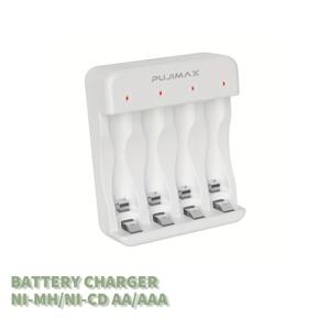 TEMU PUJIMAX 4구 1.2V Ni-Mh 배터리 충전기 (화이트), 표시등 포함, AAA/AA 배터리 호환 (배터리 미포함, 1.5V 배터리 충전 불가)