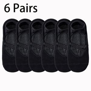 TEMU 6켤레 블랙 크로스 스트랩 미끄럼 방지 요가 양말 실리콘 조약돌 보트 양말 실내 댄스 피트니스 뒤꿈치 보호 양말 통기성 땀 흡수 스타일 전문 스포츠 미끄럼 방지 플로어 양말