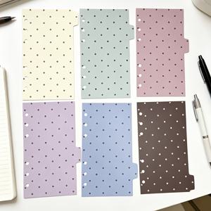 TEMU 폴카 도트 PP 칸막이, 루스리프 바인더용 6구멍, 마카롱 A6 저널 리필용 도매 칸막이 시트