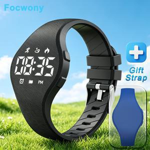 TEMU Focwony 어린이 및 성인용 디지털 피트니스 트래커 시계, 만보기, 칼로리 계산기, 손목 밴드, 진동 알람 시계, 걸음 수 계수기 - 남아, 여아, 십대, 남성, 여성용, 앱 불필요