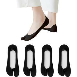 미끄럼 방지 뒤집어 신는 발가락형 투명 양말 4켤레 - 발가락이 갈라지는 로우컷 노노출 토캡, 남녀공용 단색, 스니커즈, 슬리퍼용